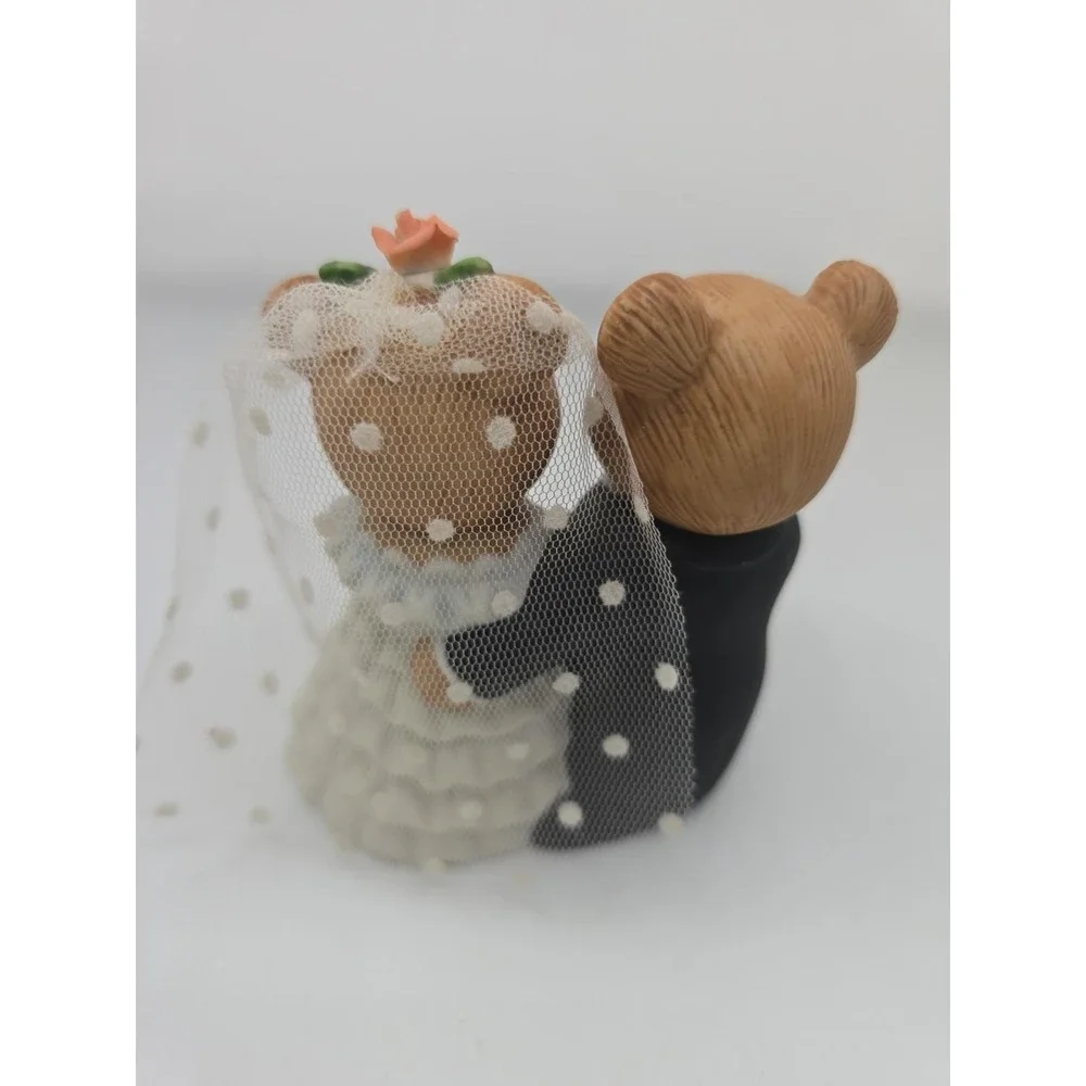 Vintage HomeCo Teddy Bear Bride Groom Wedding Cake Topper Figurine 1970s
